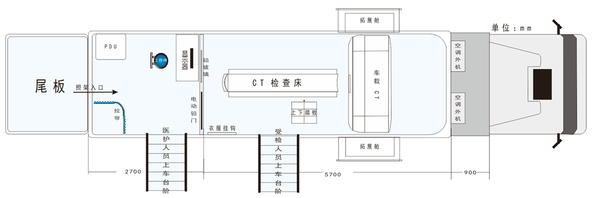 厢式CT检查车平面设计图